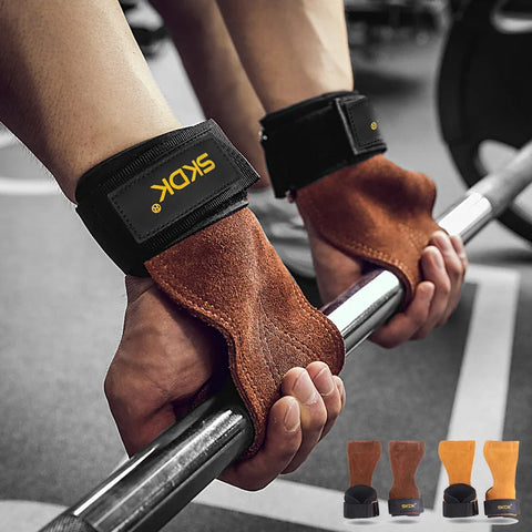 Cowhide Gym Grips – Weightlifting Gloves with Wrist Wraps