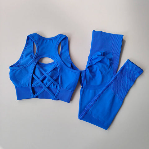 Women's Seamless Tracksuit – Sports Bra & High-Waist Leggings Set