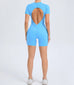 Women's Gym Jumpsuit – Backless Scrunch Yoga Outfit